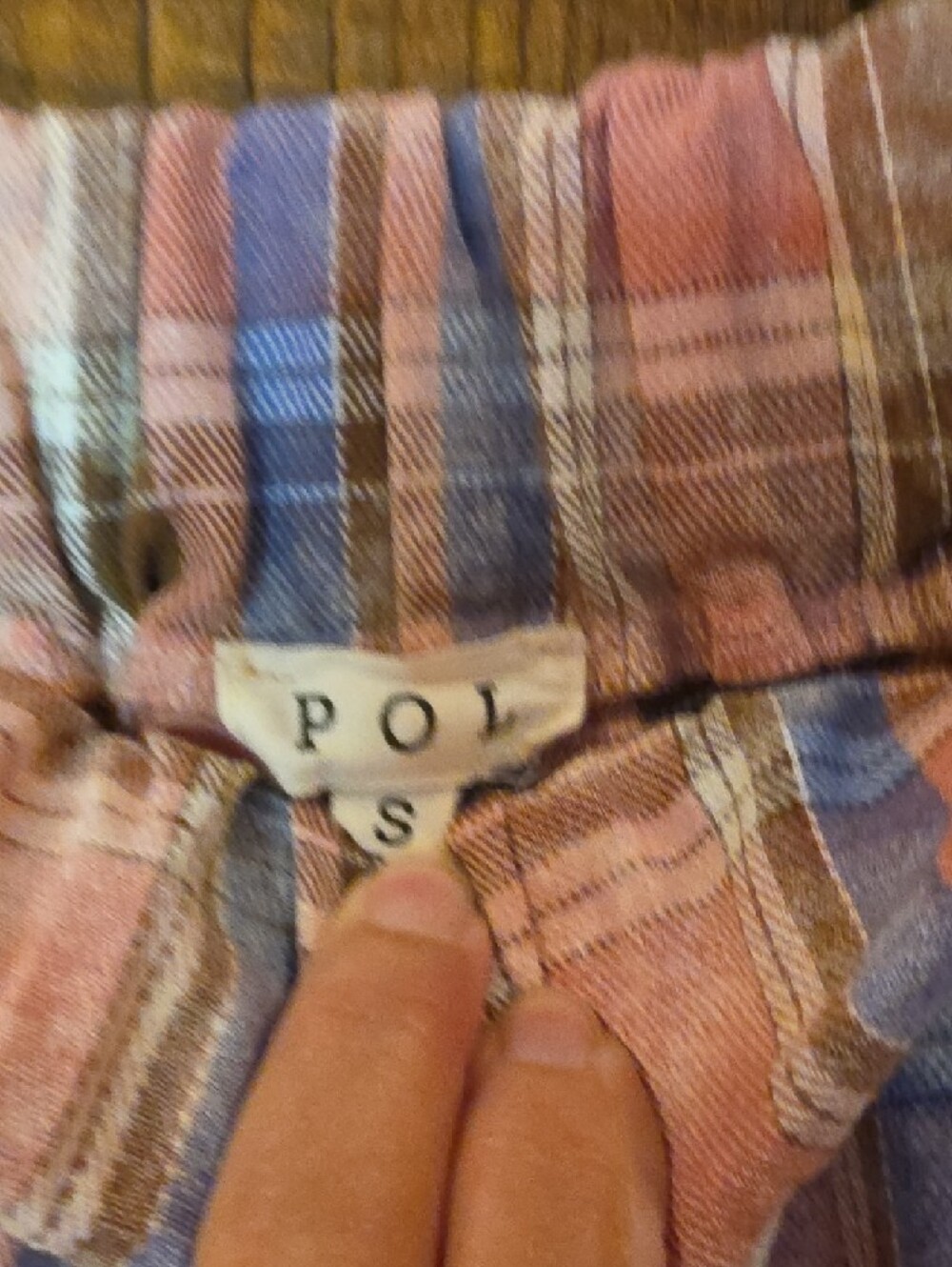 036p POL Pink & Blue Plaid Cargo Joggers - Picture 2 of 12